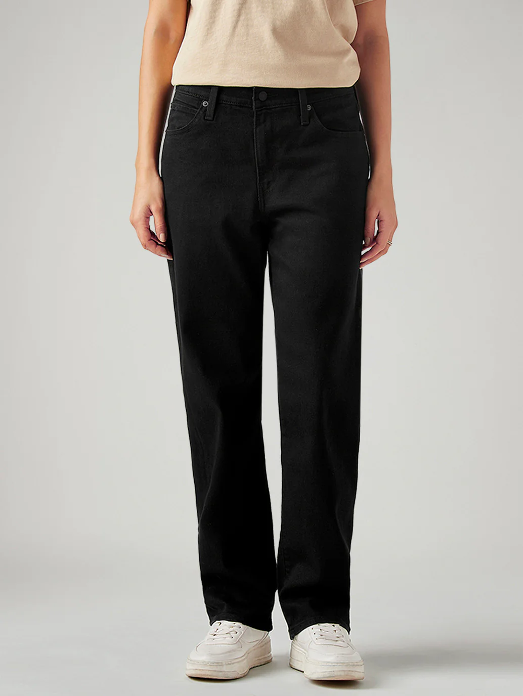 Women's 94 Black Baggy Fit Mid Rise Jeans - Image 2