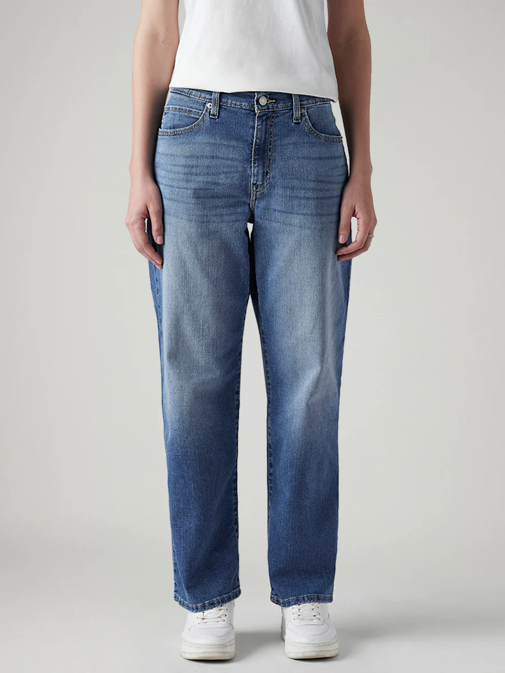 Women's 94 Med Indigo Baggy Fit High Rise Jeans - Image 3