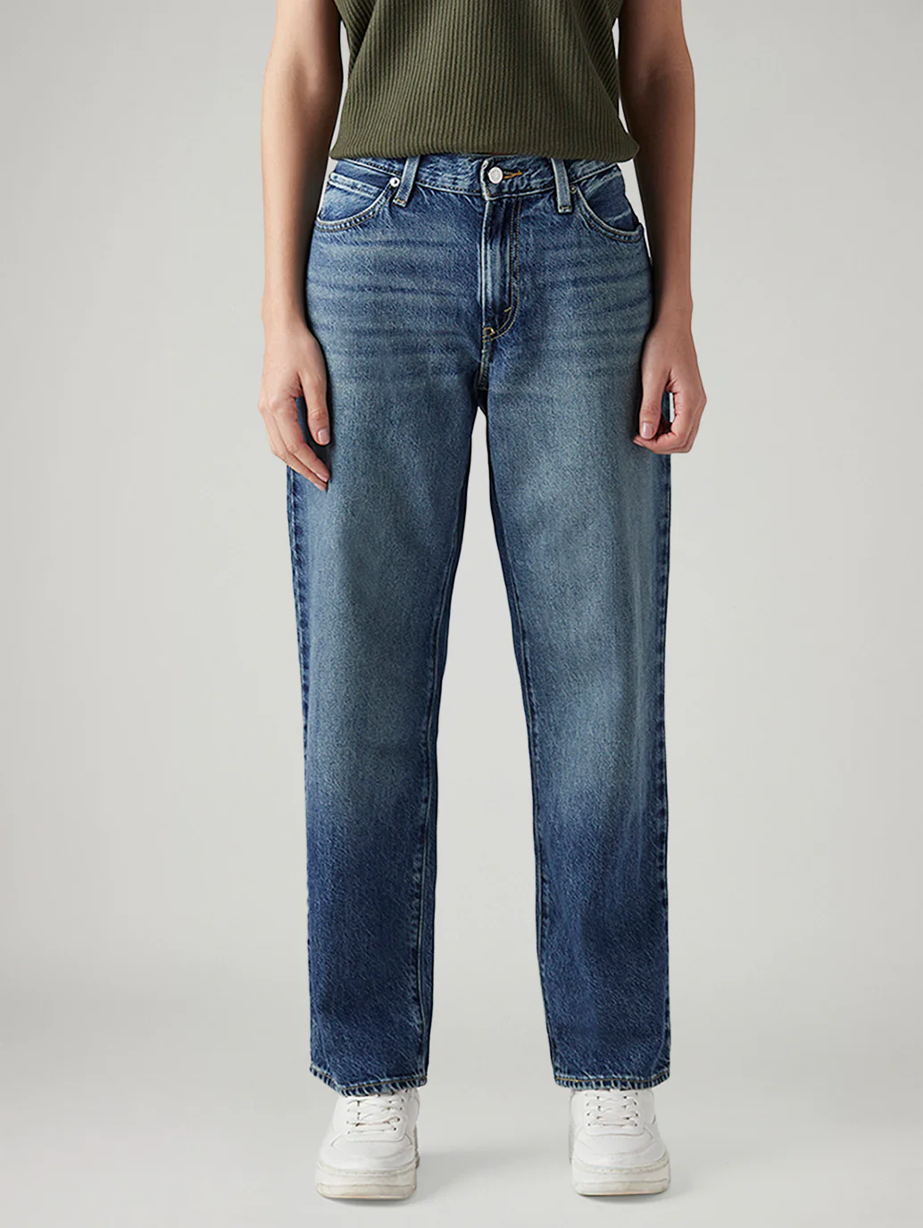 Women's 94 Blue Baggy Fit Mid Rise Jeans - Image 3