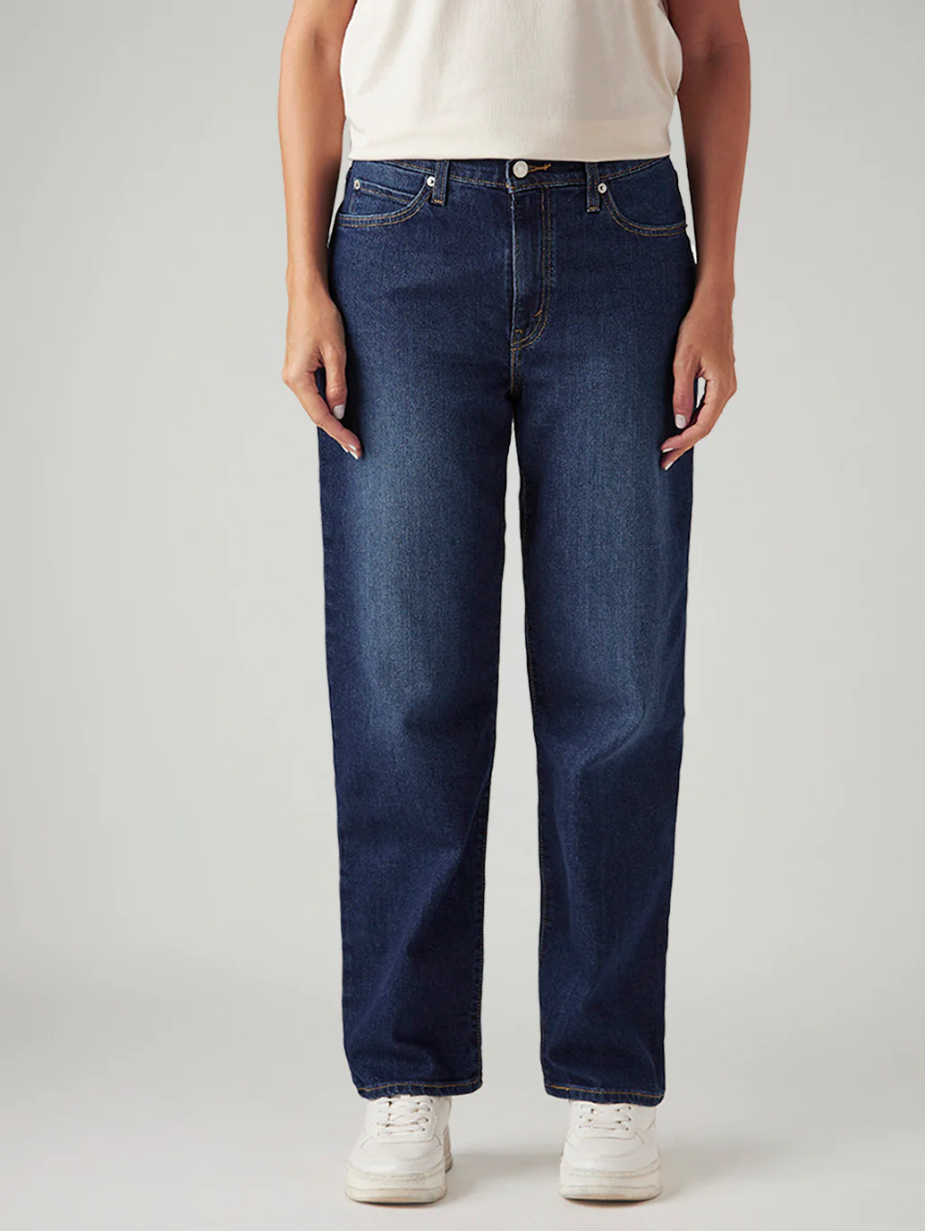 Women's 94 Dark Indigo Baggy Fit Mid Rise Tinted Jeans - Image 3