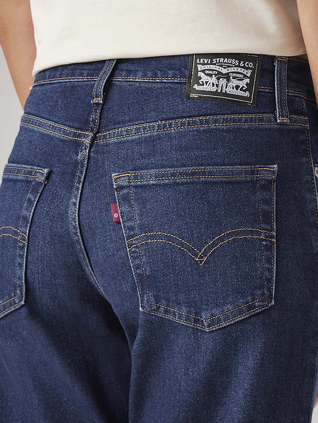 Women's 94 Dark Indigo Baggy Fit Mid Rise Tinted Jeans - Image 6