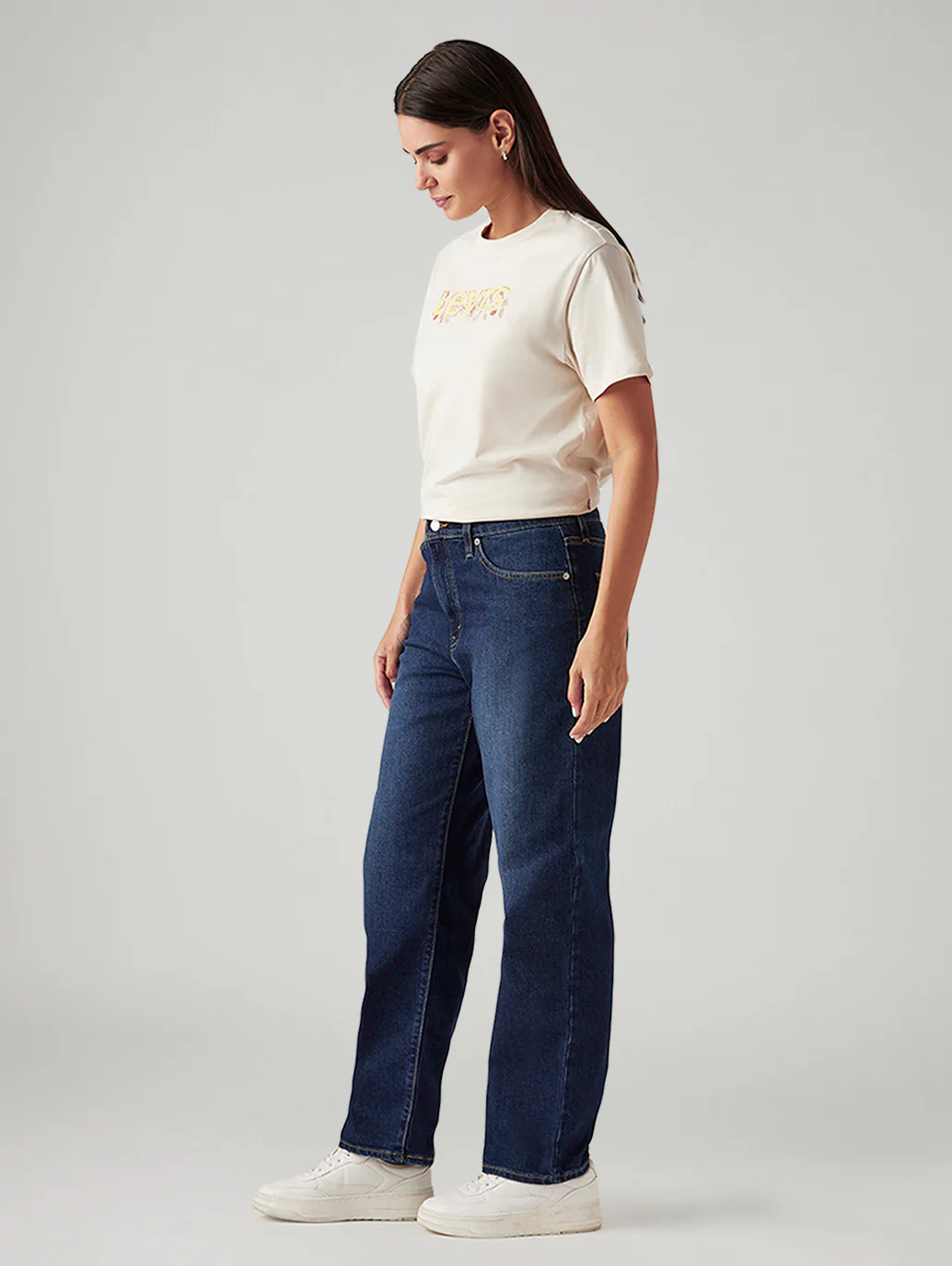 Women's 94 Dark Indigo Baggy Fit Mid Rise Tinted Jeans - Image 7