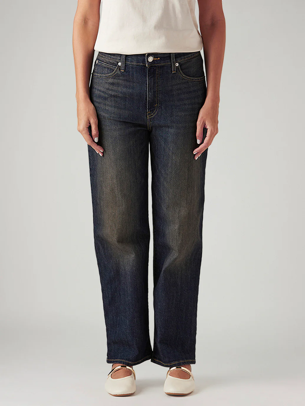 Women's 94 Dark Indigo Baggy Fit Mid Rise Tinted Jeans - Image 3
