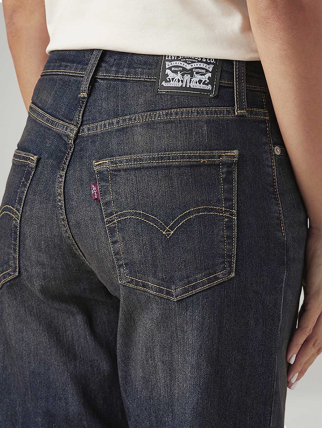 Women's 94 Dark Indigo Baggy Fit Mid Rise Tinted Jeans - Image 6