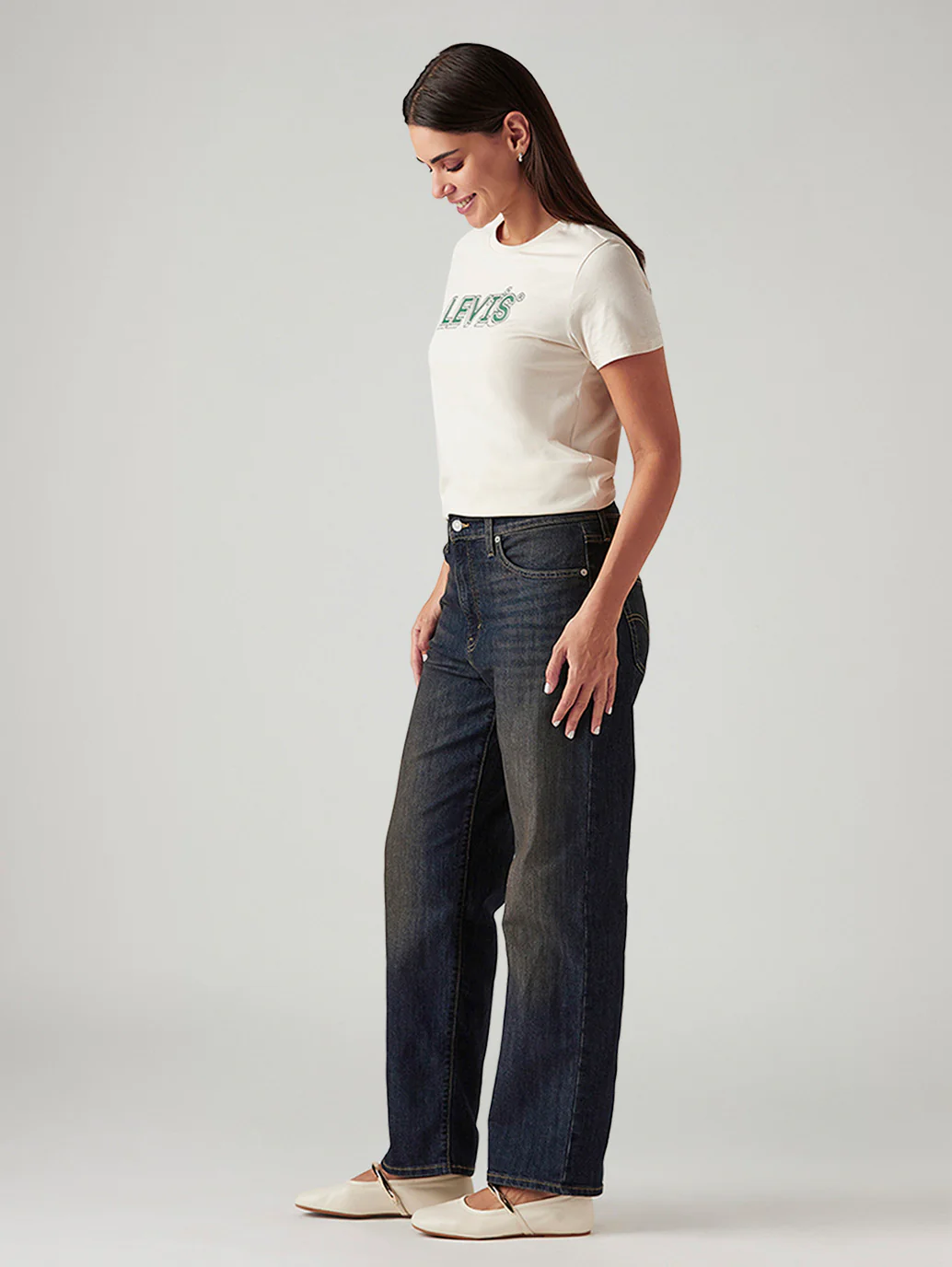 Women's 94 Dark Indigo Baggy Fit Mid Rise Tinted Jeans - Image 7