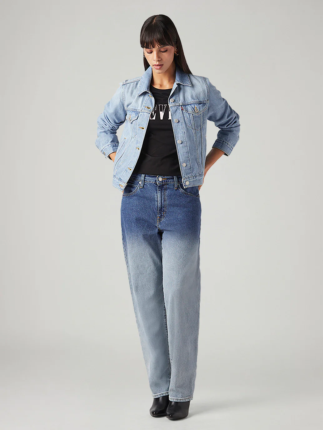 Women's 94 Light Blue Baggy Fit Mid Rise Jeans
