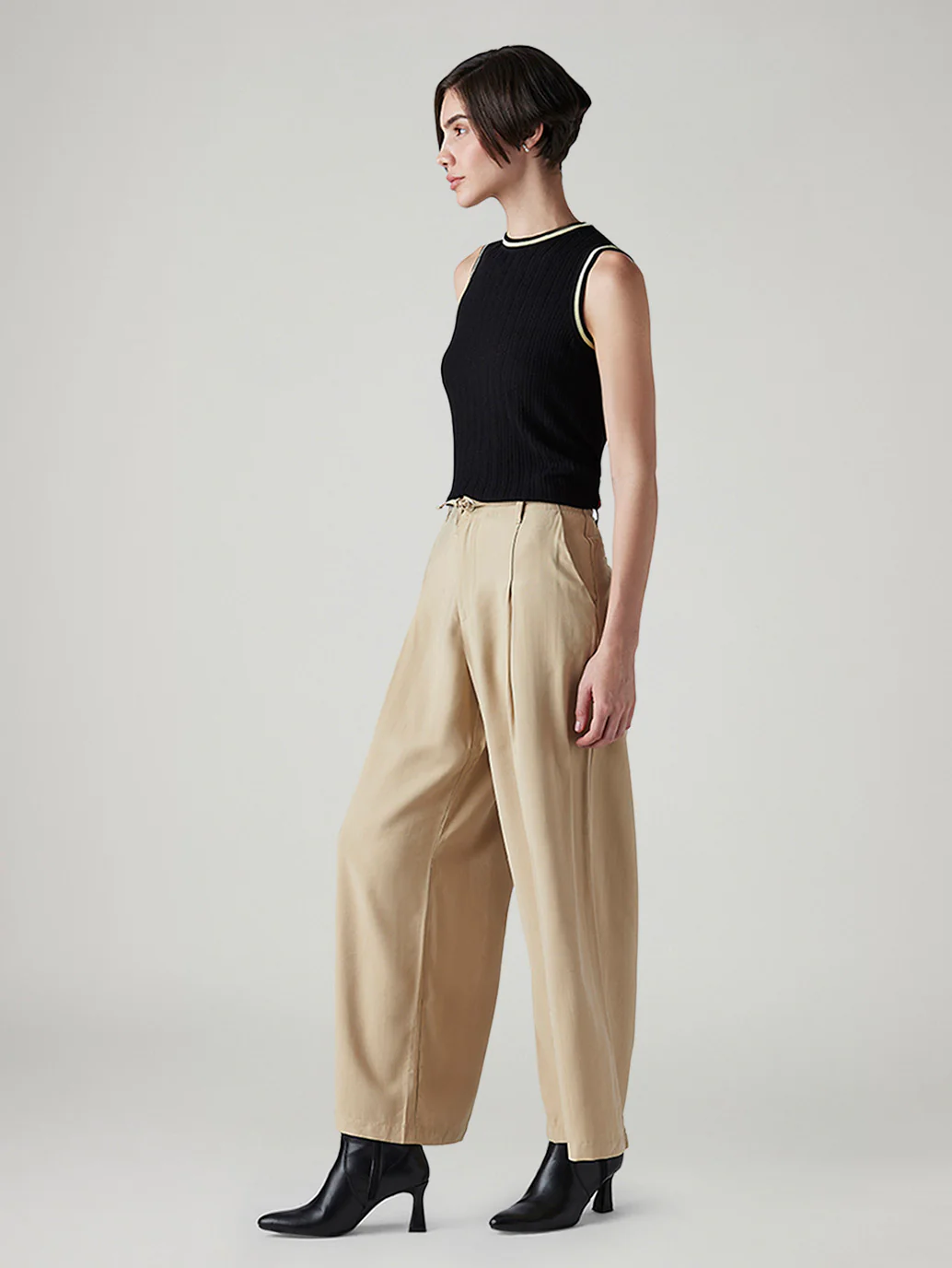 Women's Beige XL Straight Loose Fit Mid Rise Trousers - Image 7