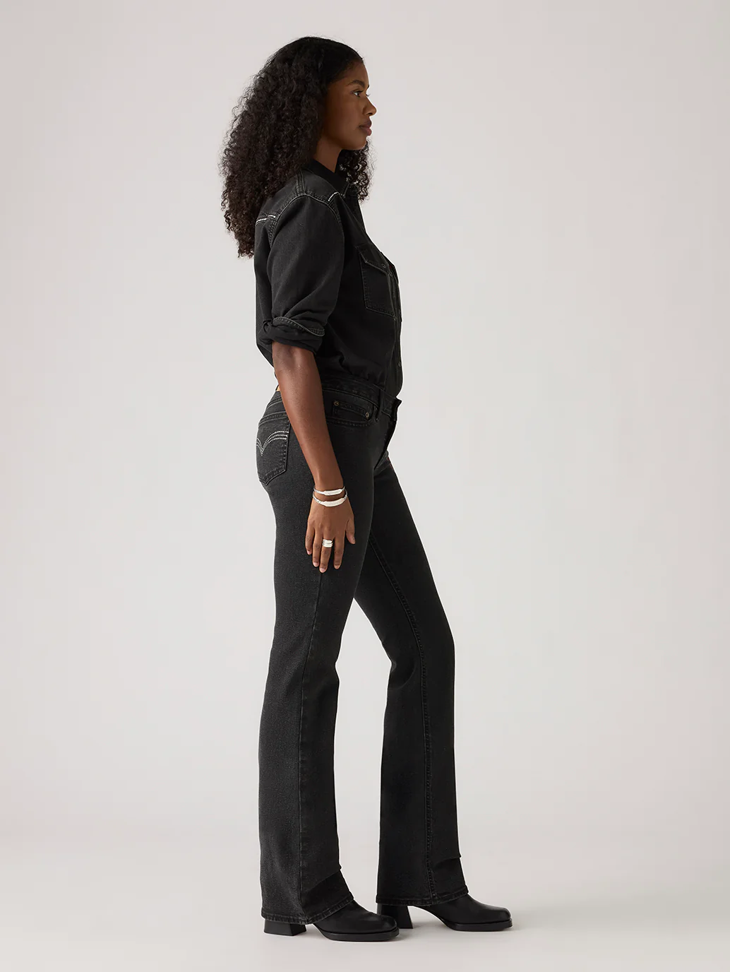 Women's Black Superlow Bootcut Fit Low Rise Jeans - Image 3