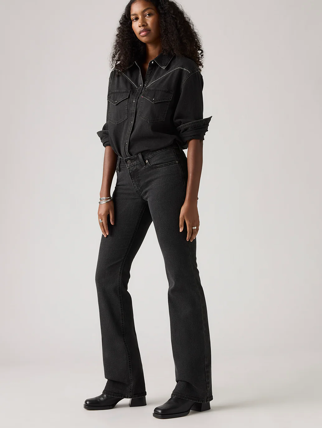 Women's Black Superlow Bootcut Fit Low Rise Jeans - Image 4