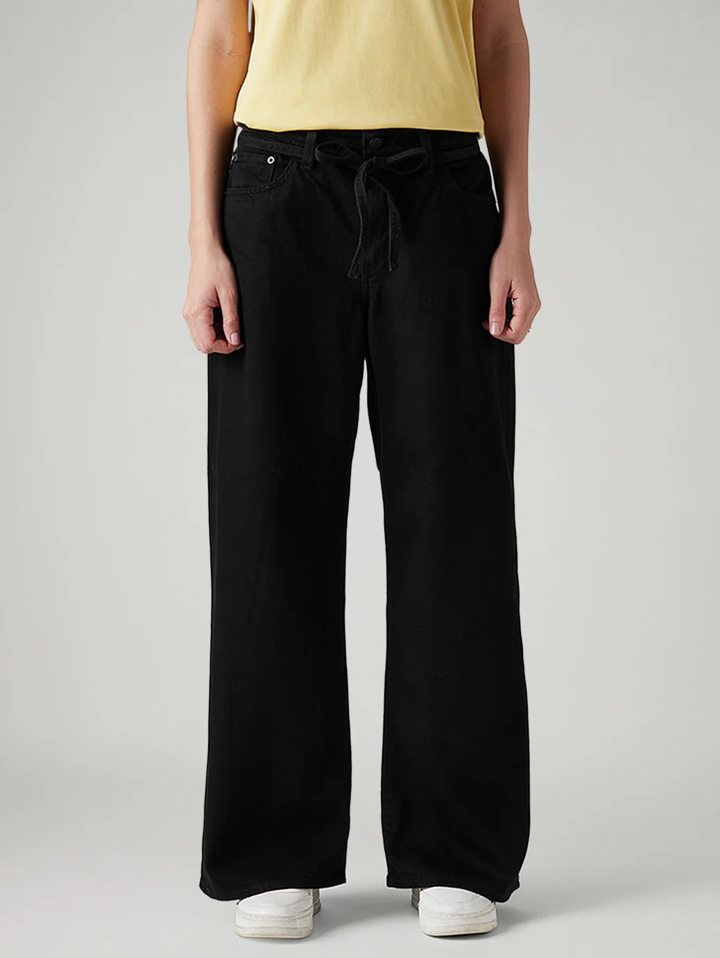 Women's Black XL Straight Loose Fit Mid Rise Jeans - Image 3
