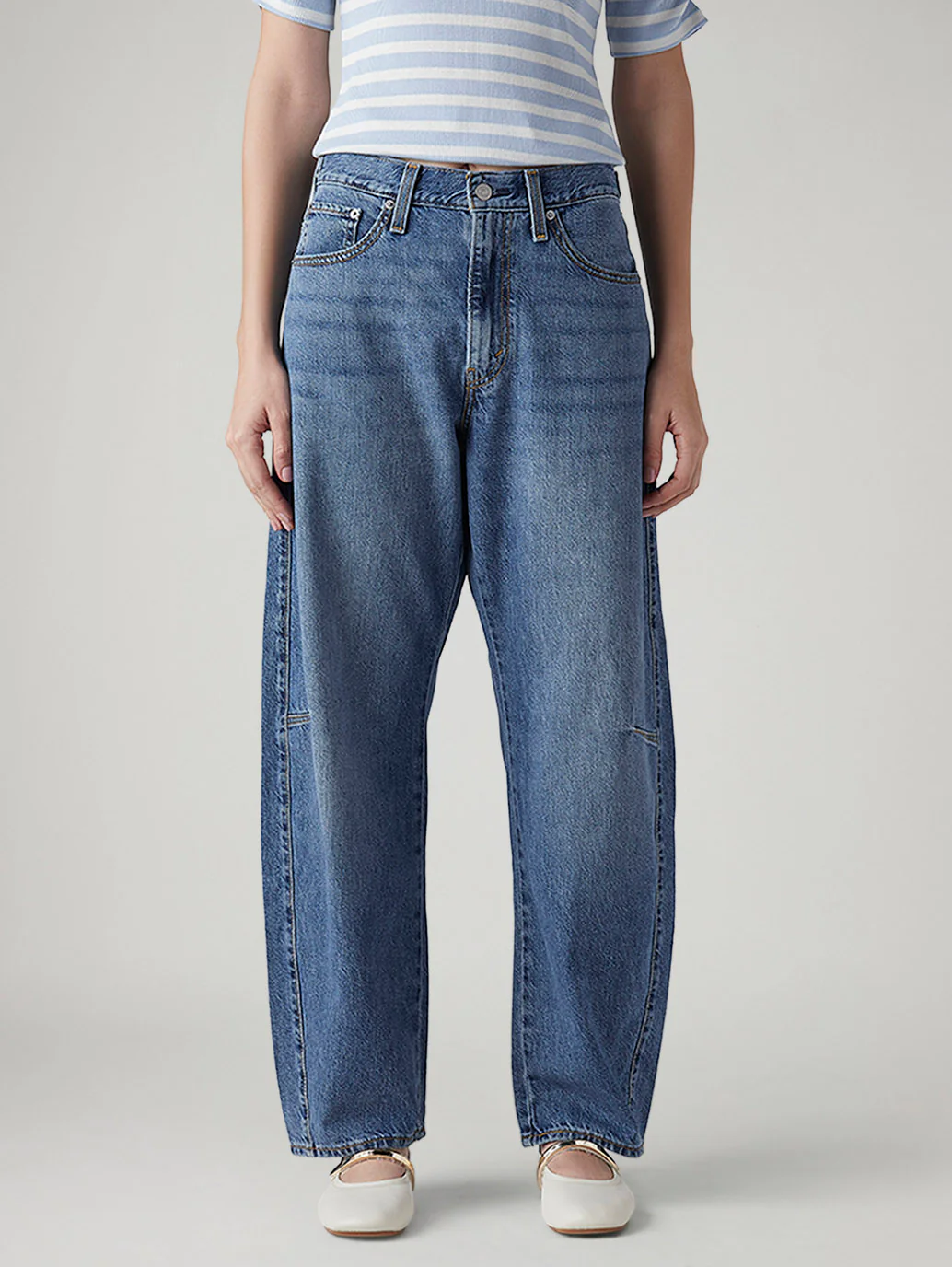 Women's Cinch Baggy Dad Barrel Loose Fit Mid Rise Jeans - Image 4