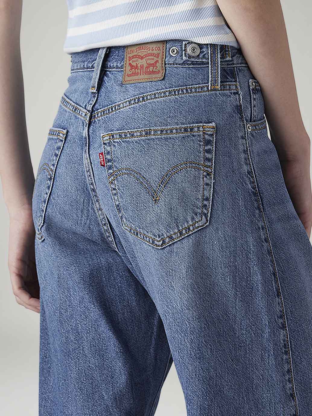 Women's Cinch Baggy Dad Barrel Loose Fit Mid Rise Jeans - Image 6