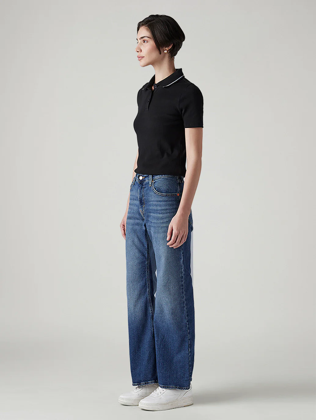 Women's Dark Indigo Loose Bootcut Fit Mid Rise Jeans - Image 6