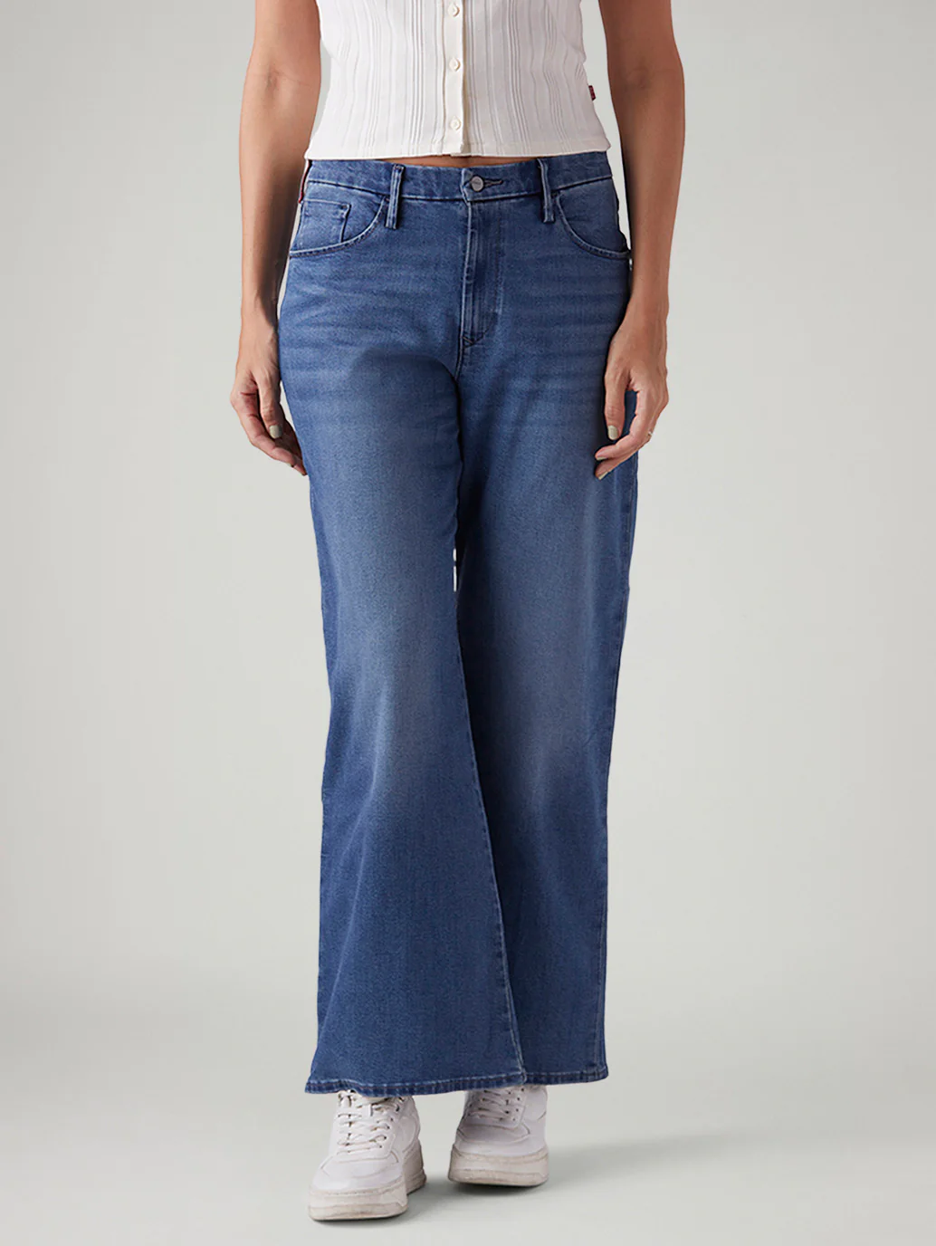 Women's Blue Loose Bootcut Fit Mid Rise Redloop Jeans - Image 3