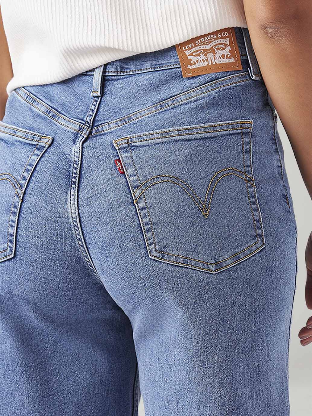 Women's Blue Loose Fit High Rise Jeans - Image 7