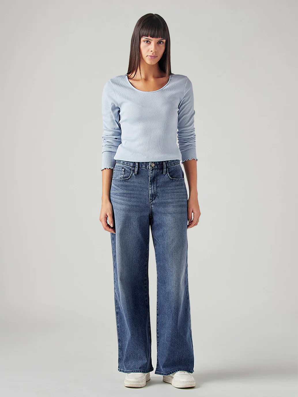 Women's Dark Indigo XL Straight Loose Fit Mid Rise Redloop Jeans - Image 2