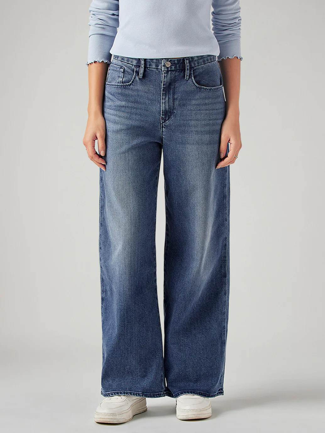 Women's Dark Indigo XL Straight Loose Fit Mid Rise Redloop Jeans - Image 3