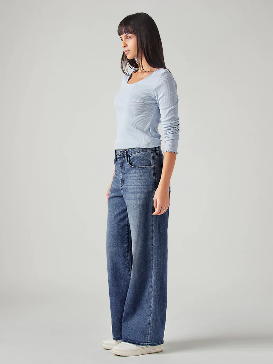Women's Dark Indigo XL Straight Loose Fit Mid Rise Redloop Jeans - Image 7