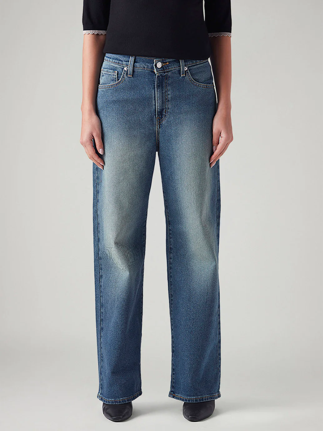 Women's Blue Mile High Wide Leg Fit High Rise Jeans - Image 3