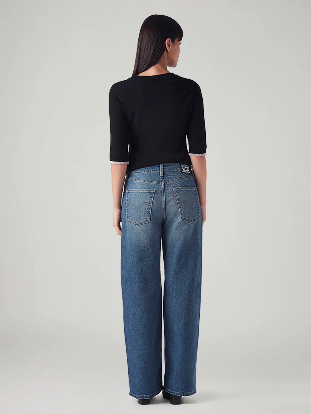 Women's Blue Mile High Wide Leg Fit High Rise Jeans - Image 4