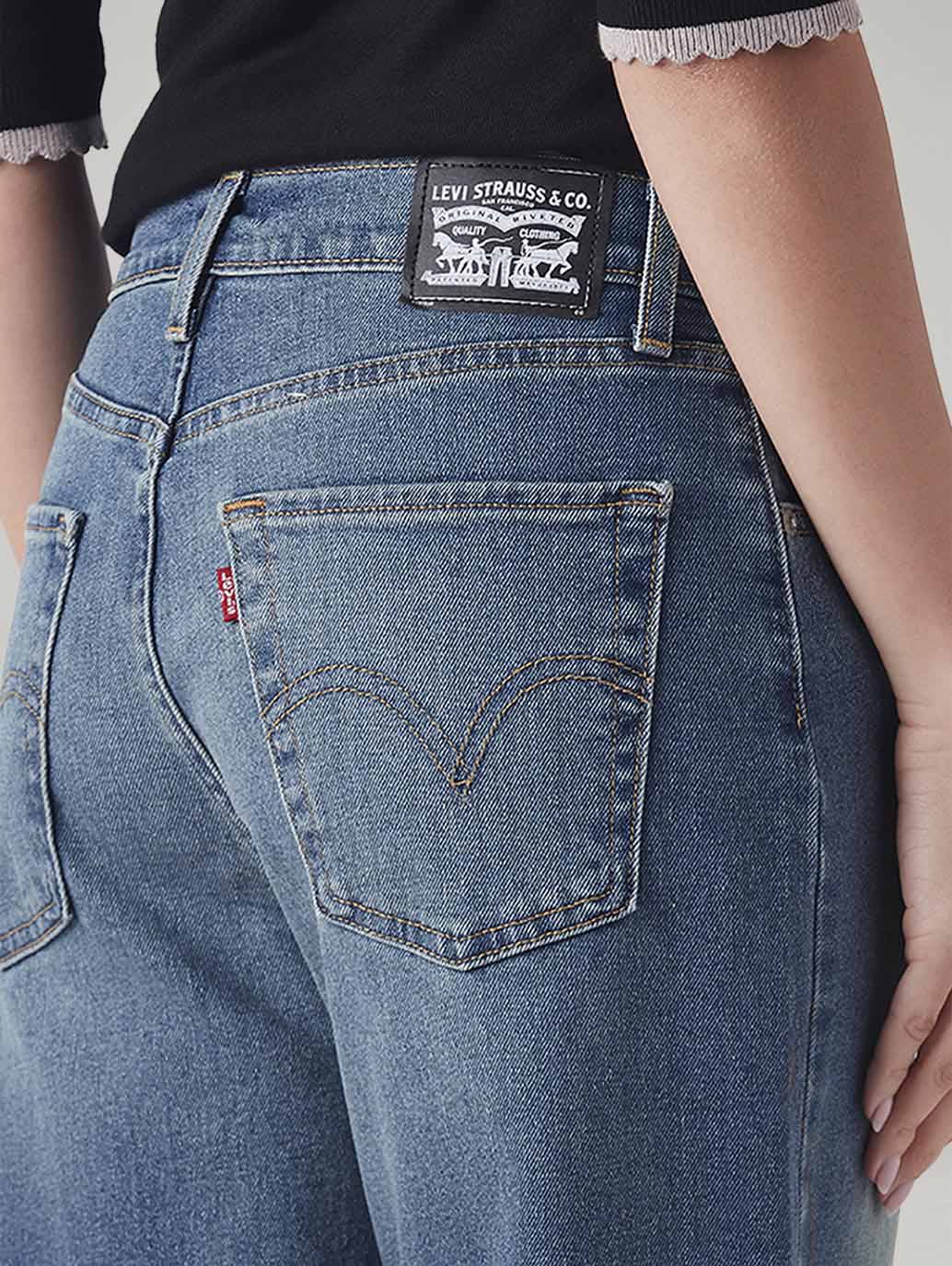Women's Blue Mile High Wide Leg Fit High Rise Jeans - Image 5