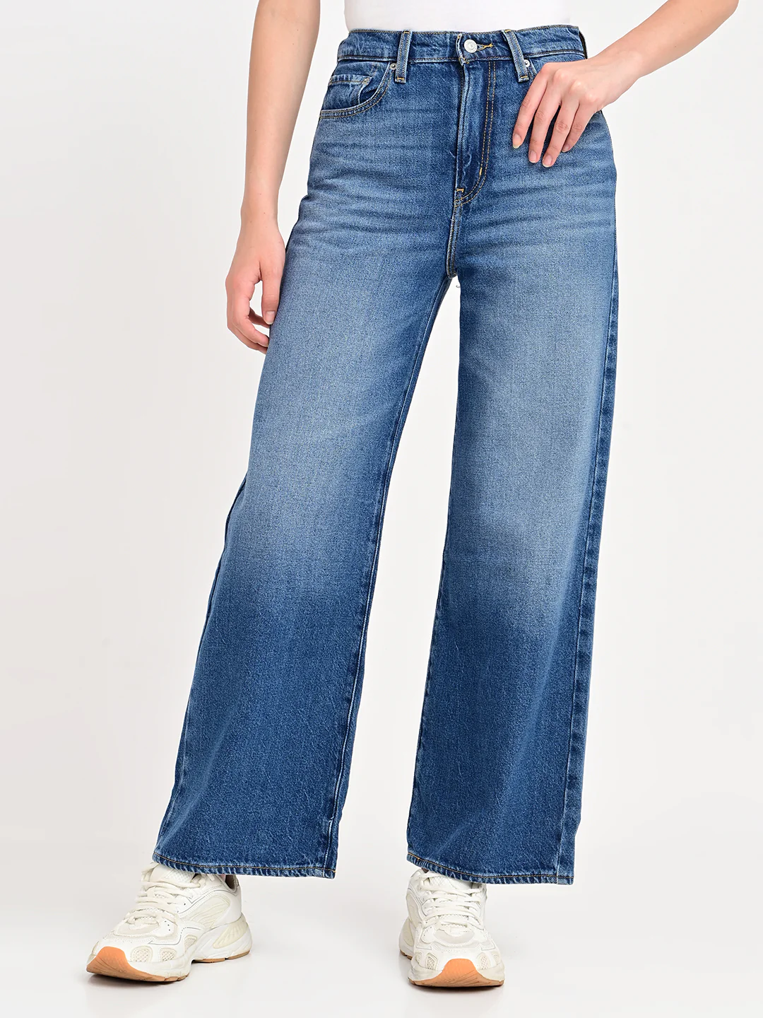 Women's Blue Mile High Wide Leg Fit High Rise Ribcage Jeans - Image 2