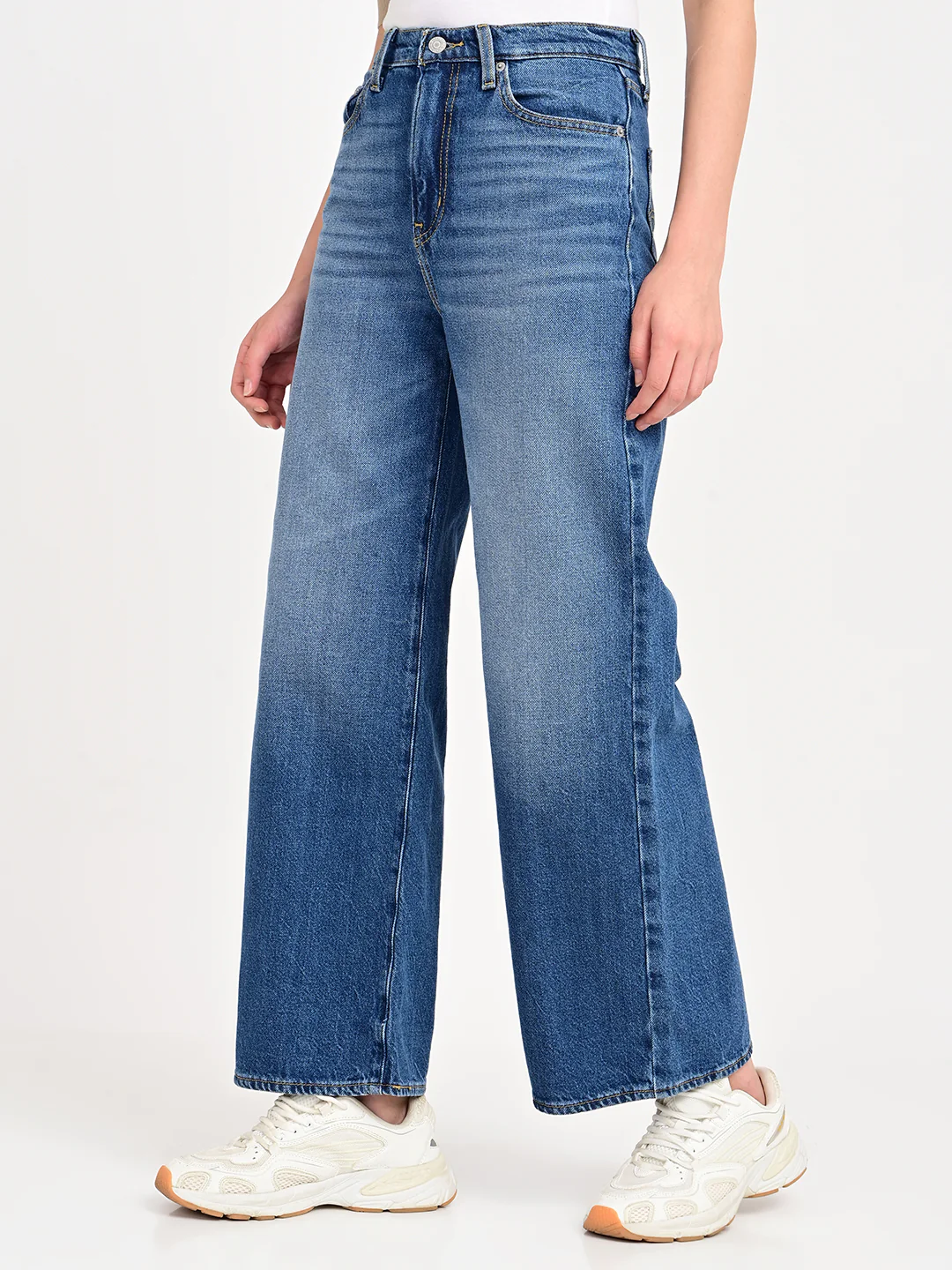 Women's Blue Mile High Wide Leg Fit High Rise Ribcage Jeans - Image 6