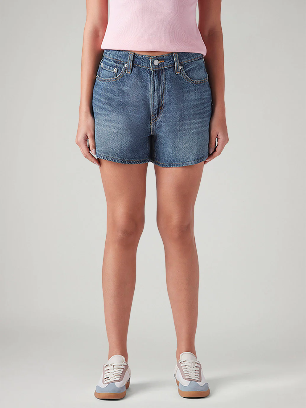 Women's Blue Ribcage Fit High Rise Shorts - Image 3