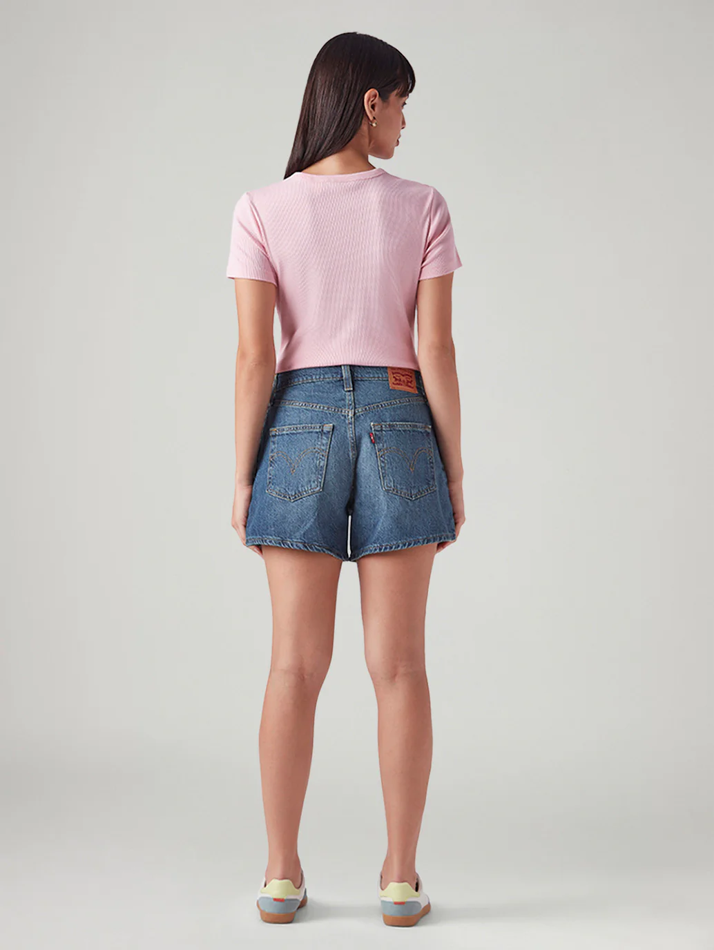 Women's Blue Ribcage Fit High Rise Shorts - Image 4