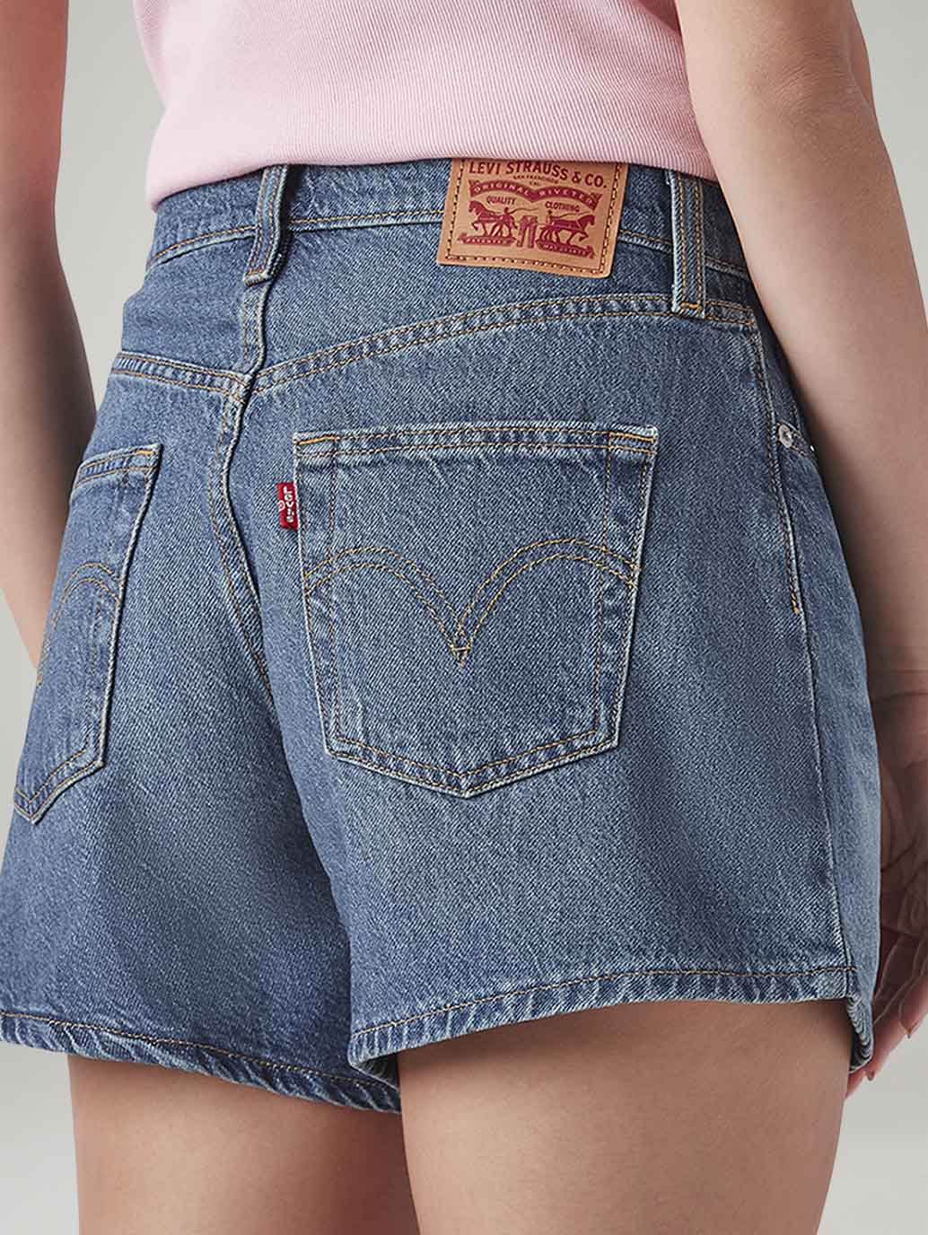 Women's Blue Ribcage Fit High Rise Shorts - Image 5