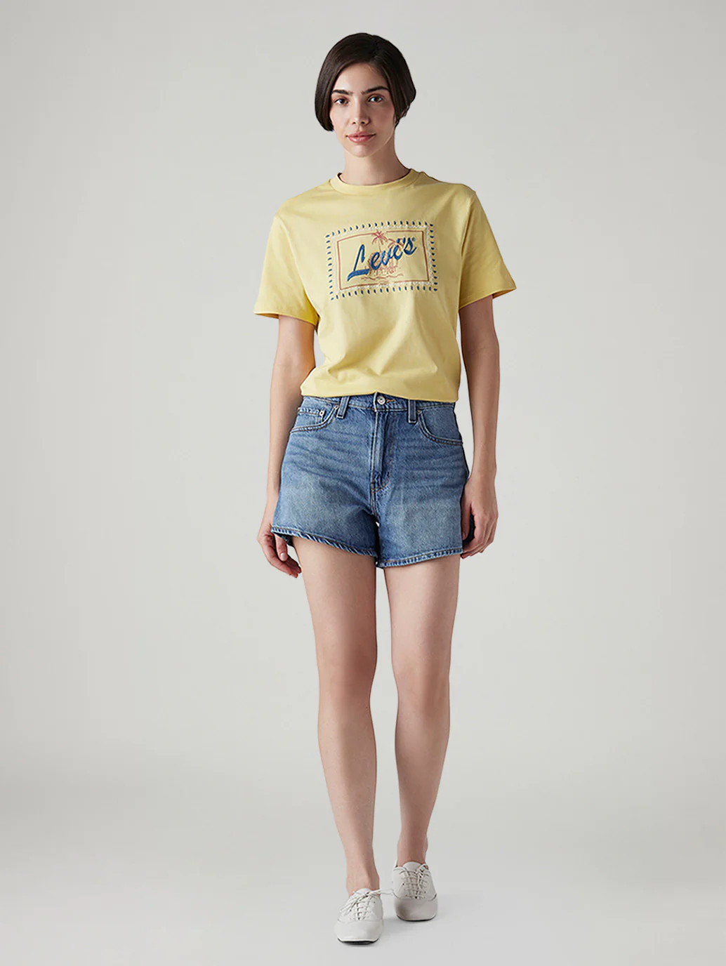 Women's Dark Indigo Ribcage Fit High Rise Shorts - Image 2