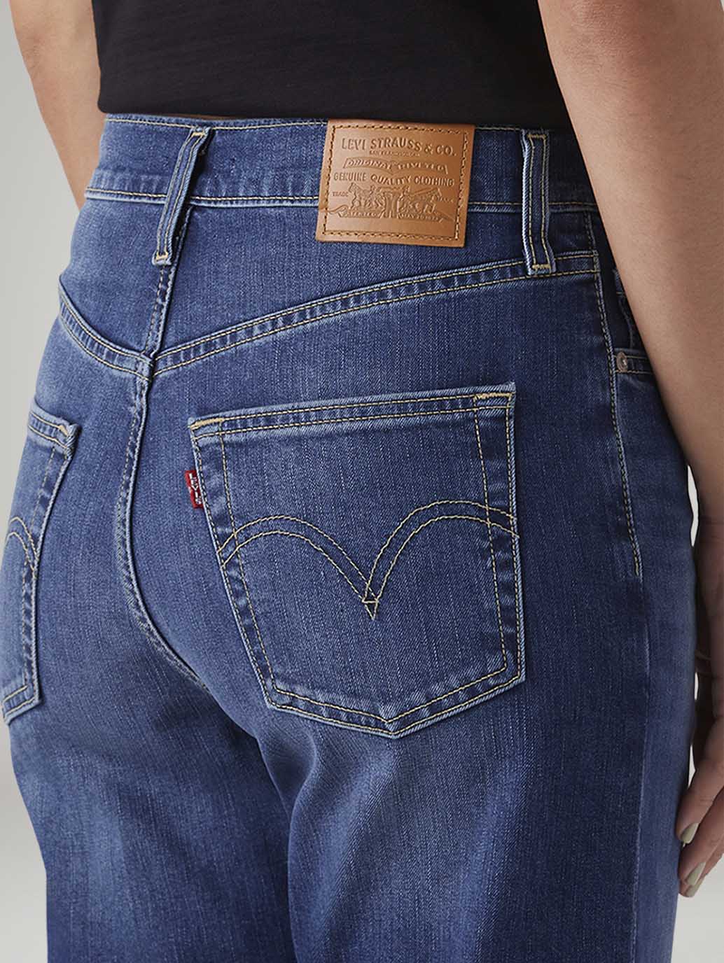 Women's Blue Ribcage Straight Fit High Rise Jeans - Image 5