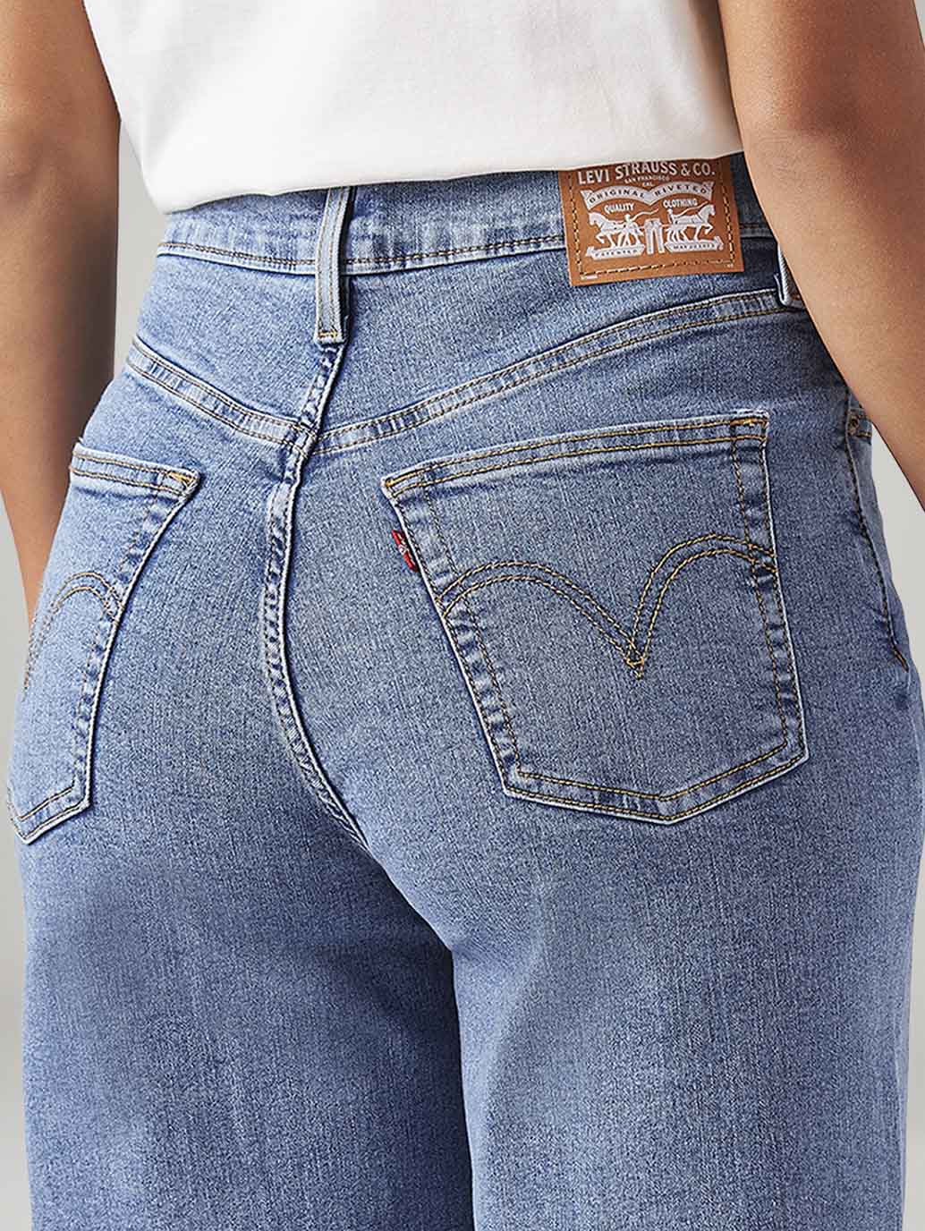 Women's Blue Ribcage Wide Leg Fit High Rise Jeans - Image 6