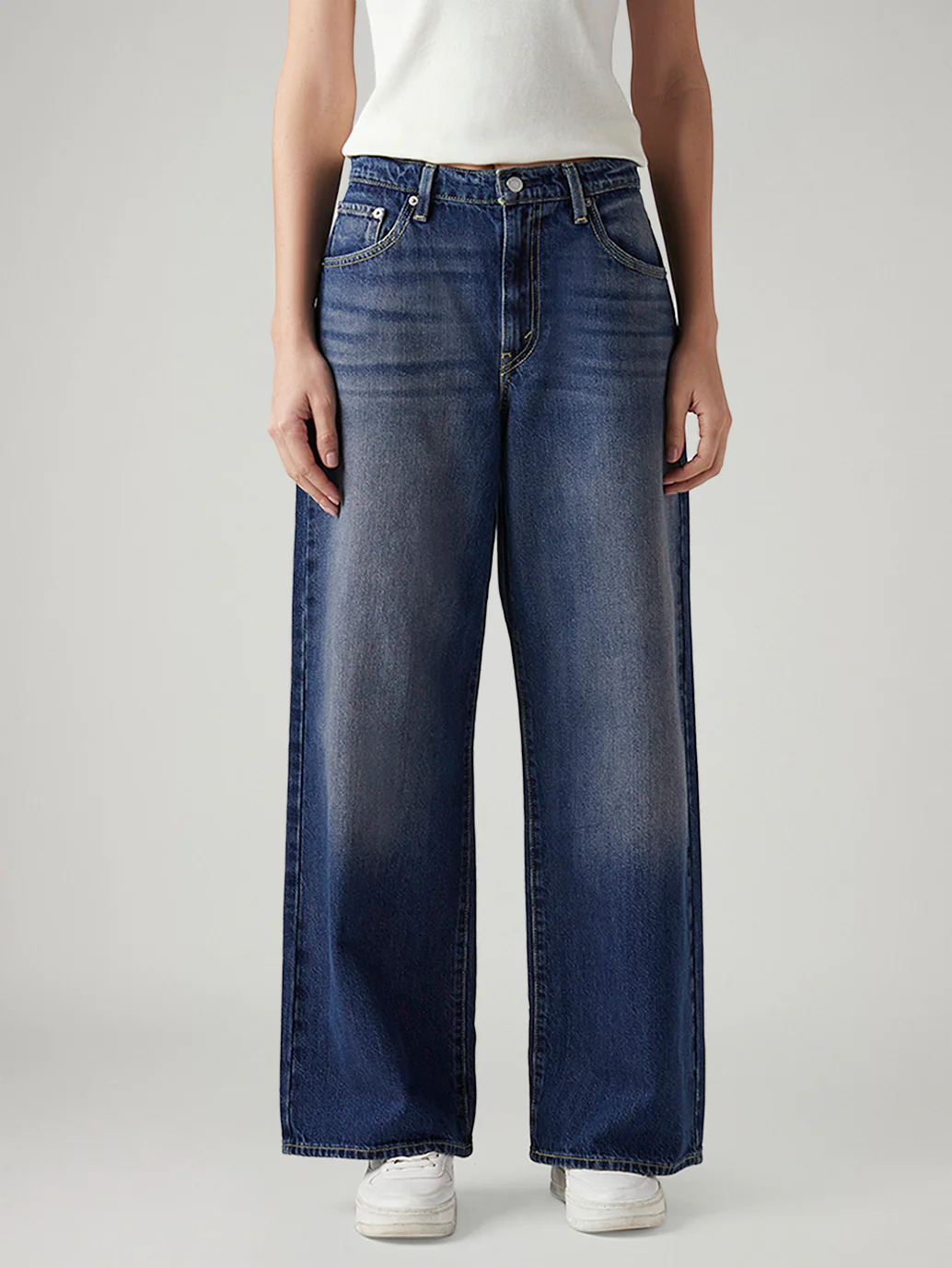 Women's Cinch Ribcage Wide Leg Fit High Rise Jeans - Image 4