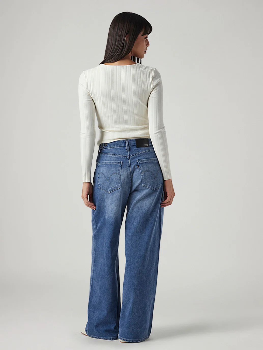 Women's Blue Ribcage Wide Leg Fit High Rise Redloop Jeans - Image 4