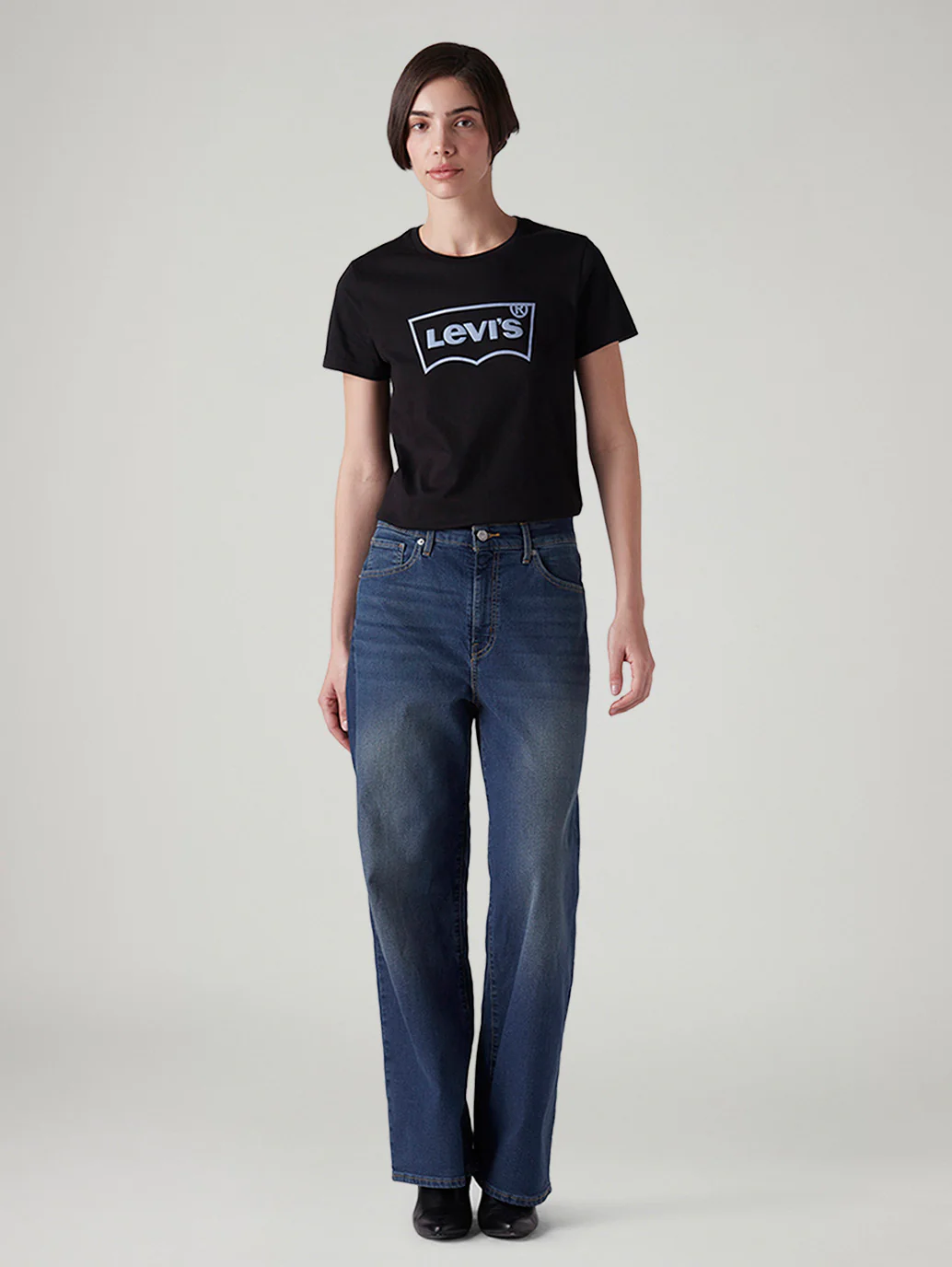 Women's Med Indigo Wide Leg Fit High Rise Tinted Jeans - Image 2