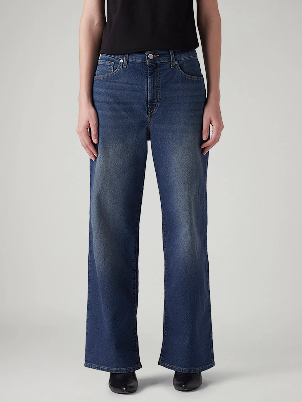 Women's Med Indigo Wide Leg Fit High Rise Tinted Jeans - Image 3
