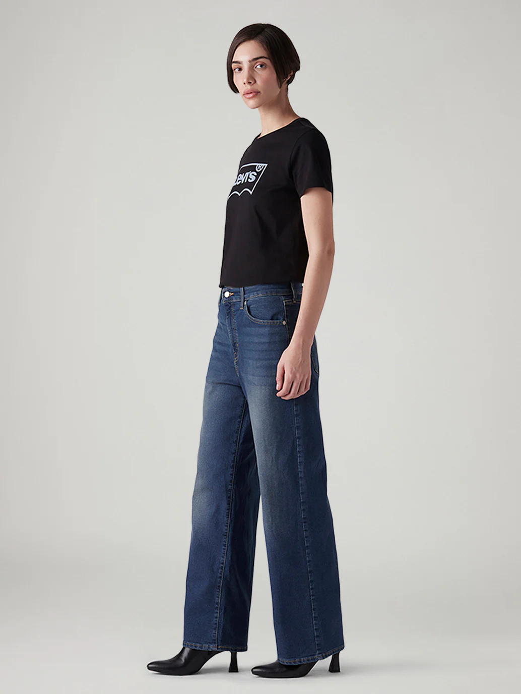 Women's Med Indigo Wide Leg Fit High Rise Tinted Jeans - Image 6