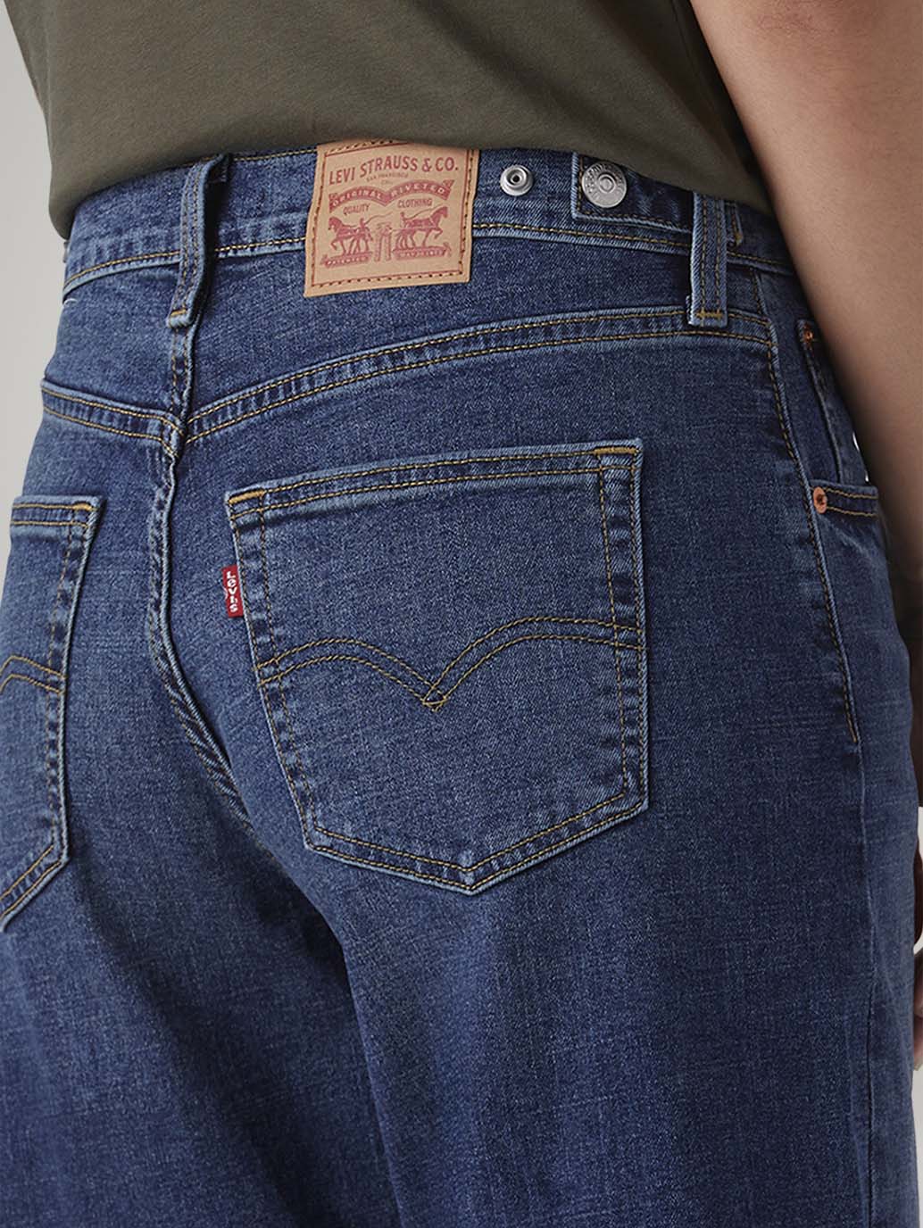 Women's Blue Wide Leg Fit Mid Rise Cinched Jeans - Image 5