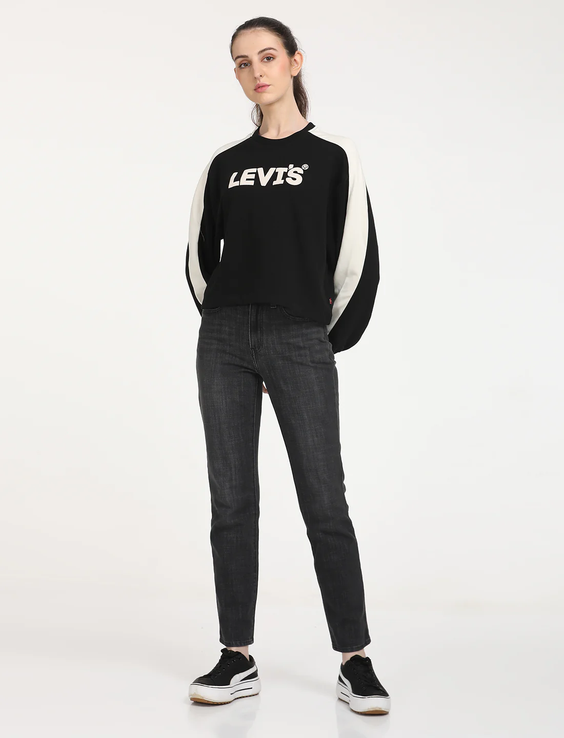 Women's Brand Logo Black Crew Neck Sweatshirt - Image 6