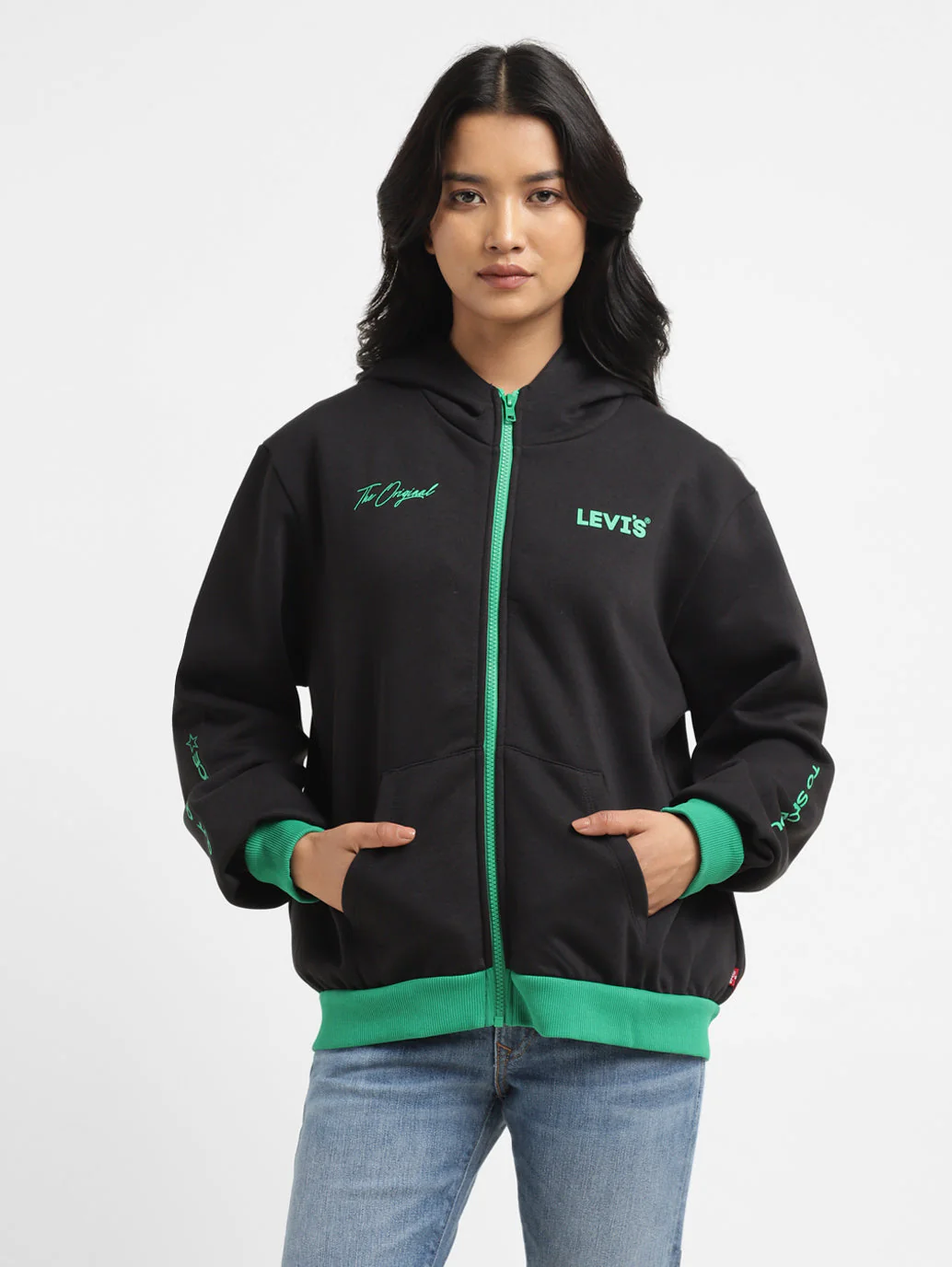Women's Brand Logo Black Hooded Sweatshirt - Image 2