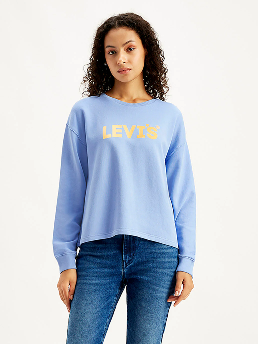 Women's Brand Logo Blue Crew Neck Sweatshirt - Image 4