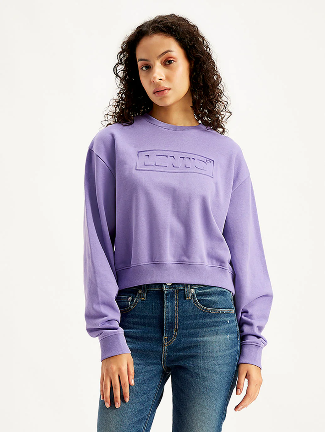 Women's Brand Logo Lavender Crew Neck Sweatshirt - Image 2