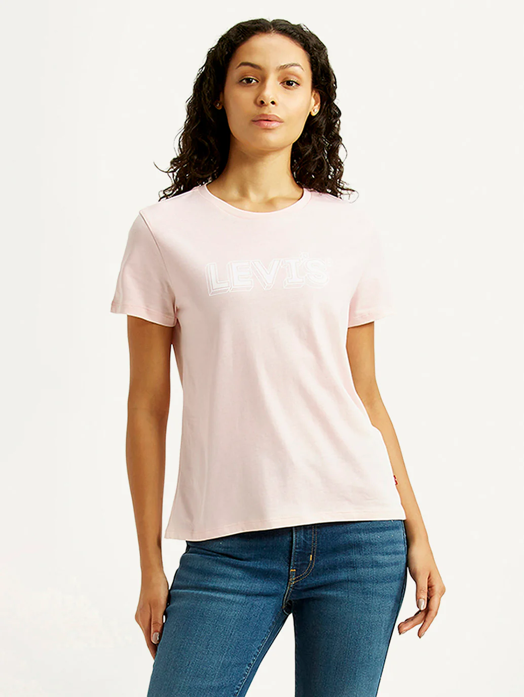 Women's Brand Logo Light Pink Crew Neck T-shirt - Image 5