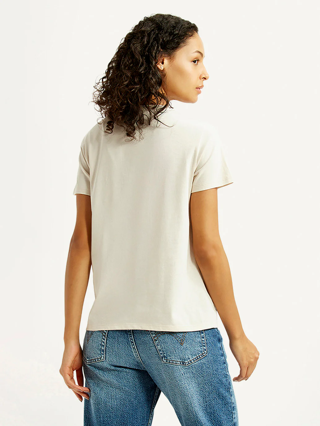 Women's Brand Logo Off White Crew Neck T-shirt - Image 2
