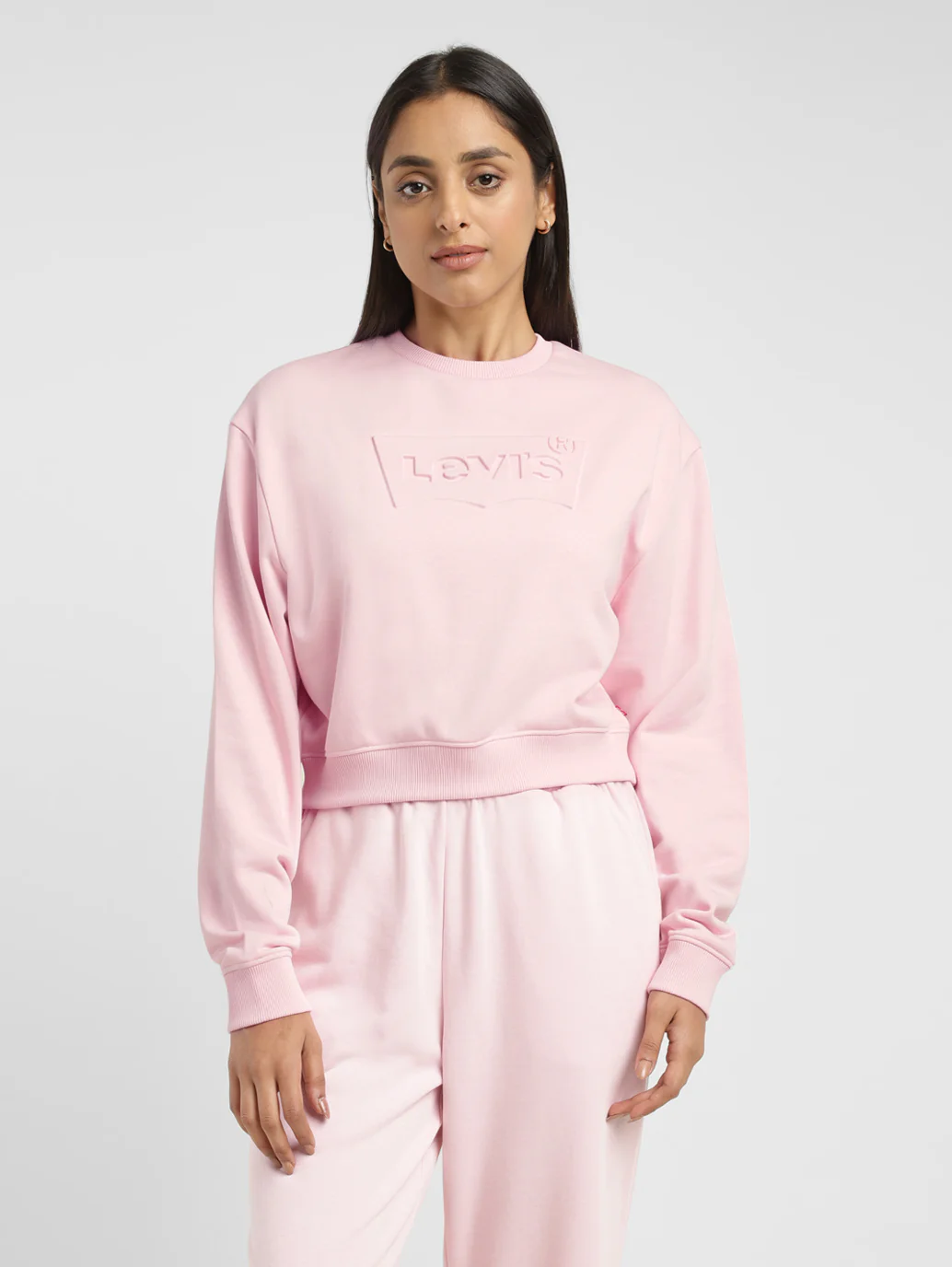 Women's Brand Logo Pink Crew Neck Sweatshirt - Image 2