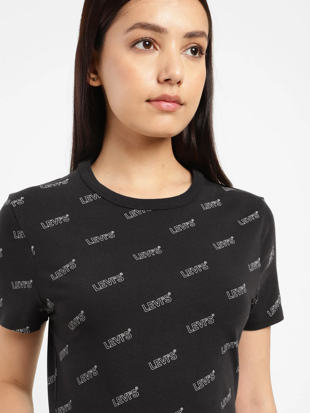 Women's Brand Logo Slim Fit T-shirt Black - Image 9