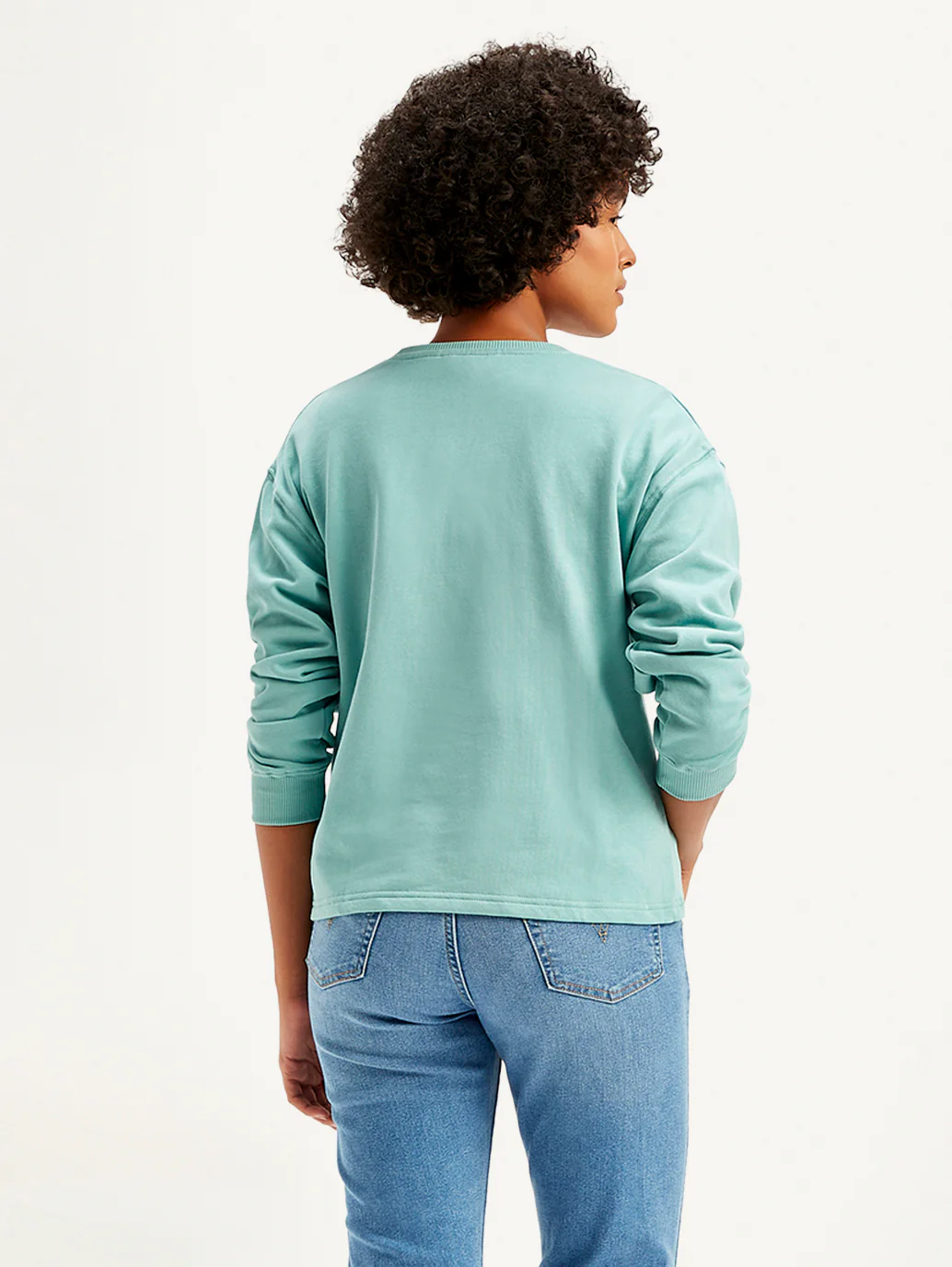 Women's Brand Logo Blue Crew Neck Sweatshirt - Image 4