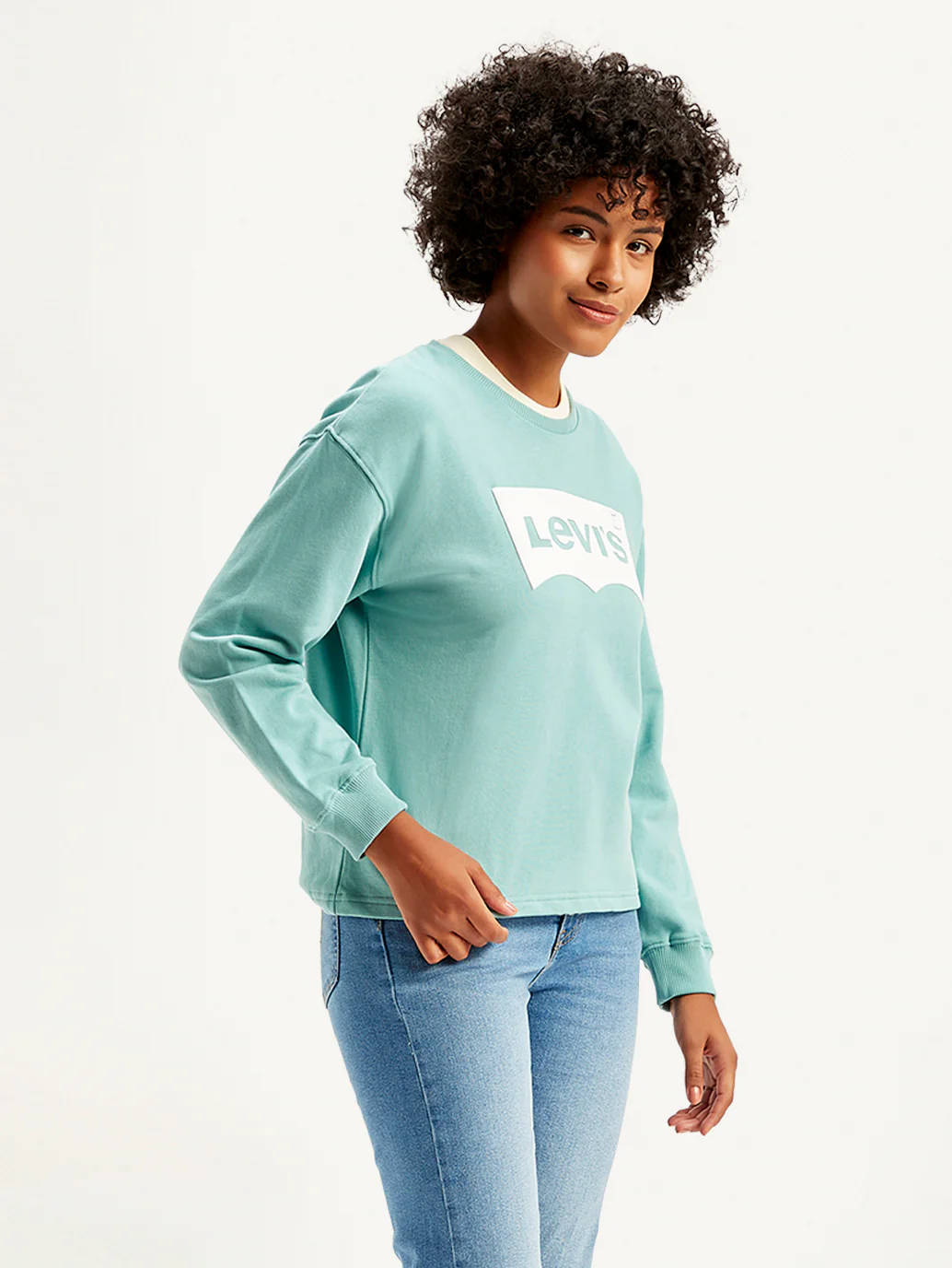 Women's Brand Logo Blue Crew Neck Sweatshirt - Image 5