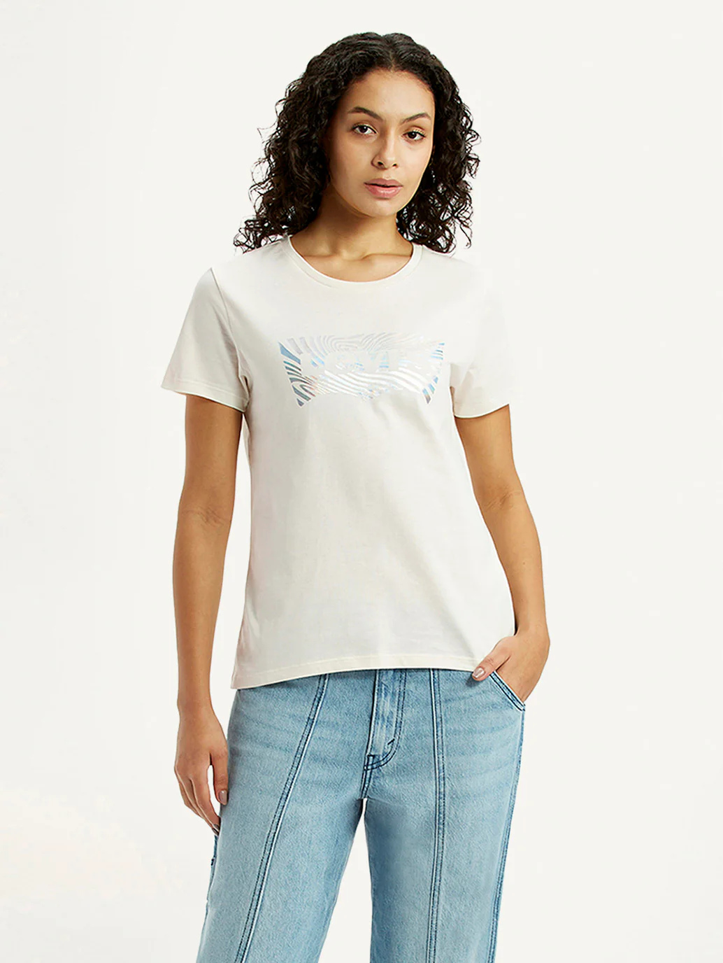 Women's Brand Logo White Crew Neck T-shirt - Image 5